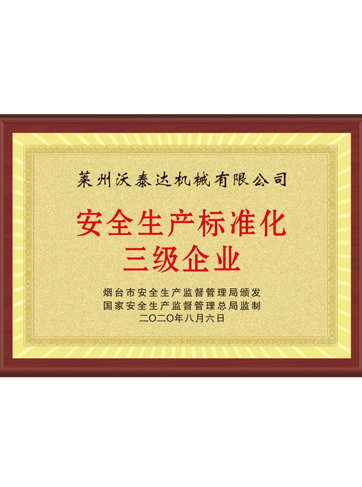 安全生產(chǎn)標(biāo)準(zhǔn)化三級企業(yè)